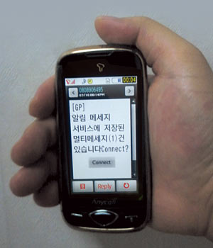휴대폰 소액결제 피해자 신현부씨가 받은 문자메시지.