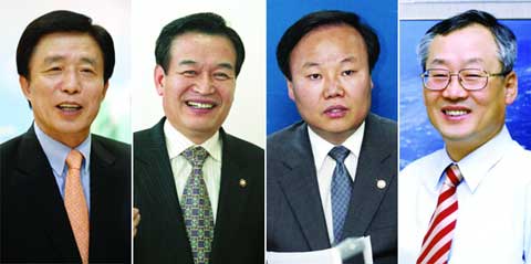 (왼쪽부터) 김범일, 서상기, 김재원, 윤덕홍