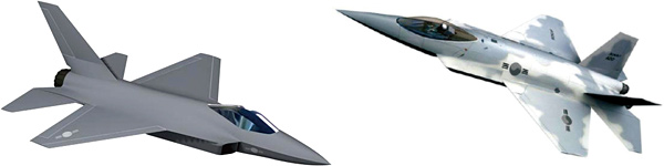 KF-X 사업의 핵심 논쟁은 단발엔진이냐 쌍발엔진이냐로 귀결된다. KAI가 내놓은 단발엔진 모델 C-501(왼쪽)과 ADD가 제안한 쌍발엔진 모델 C-103(오른쪽).