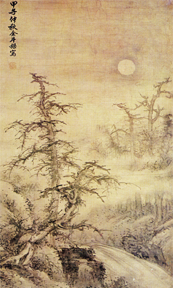 김두량, ‘월야산수도’, 1744년, 49.2×81.9㎝, 종이에 연한 색, 국립중앙박물관