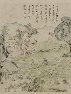 이방운, ‘빈풍칠월도’ 6면, 25.6×20.1㎝, 종이에 연한 색, 국립중앙박물관