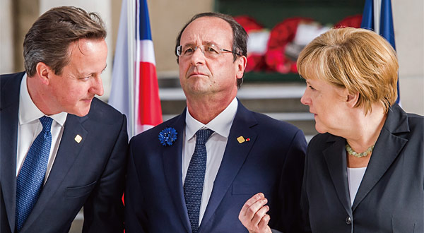 영국 데이비드 캐머런 총리, 프랑스 프랑수아 올랑드 대통령, 독일 앙겔라 메르켈 총리(왼쪽부터). ⓒphoto AP·뉴시스