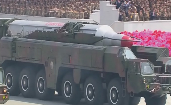 북한이 2007년부터 실전배치했다고 선전한 무수단 미사일.
