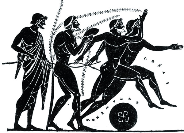고대 올림픽의 육상 종목을 묘사한 그림.