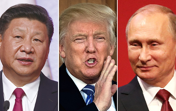 시진핑 중국 국가주석과 트럼프 미국 대통령 당선인, 푸틴 러시아 대통령(왼쪽부터). ⓒphoto 연합