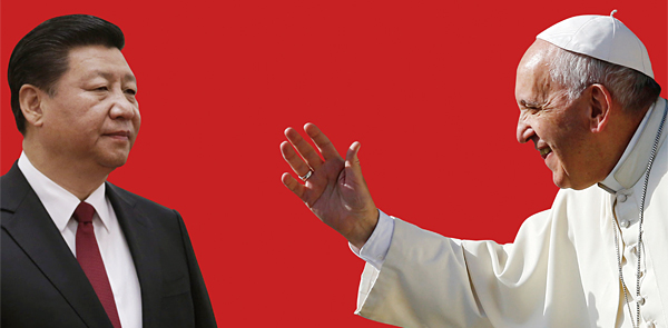 프란치스코 교황과 시진핑 중국 국가주석(왼쪽)의 모습을 합성한 사진. ⓒphoto 로이터