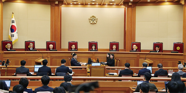 지난 2월 20일 ‘박근혜 대통령 탄핵심판’ 변론이 열린 헌법재판소 대심판정. ⓒphoto 연합