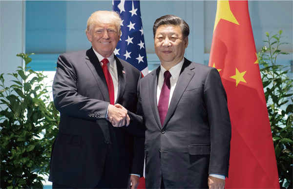 지난 7월 8일 독일 함부르크에서 만난 트럼프 미 대통령(왼쪽)과 시진핑 중국 국가주석이 악수를 하고 있다. ⓒphoto AP