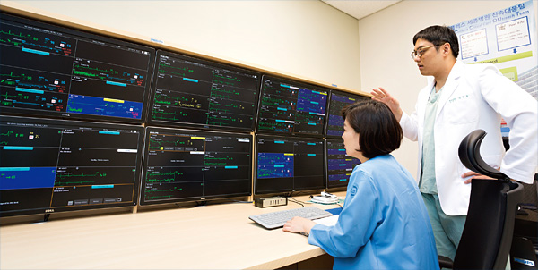 메디플렉스 세종병원의 실시간 모니터링 시스템 ‘커넥티드 케어 솔루션’을 통해 환자의 상태를 실시간으로 파악할 수 있다. ⓒphoto 임영근 영상미디어 기자
