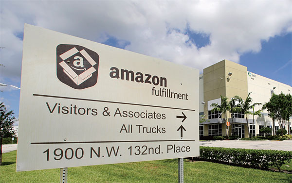 판매 의뢰 상품들이 모이는 마이애미의 아마존 FBA센터. ⓒphoto AP