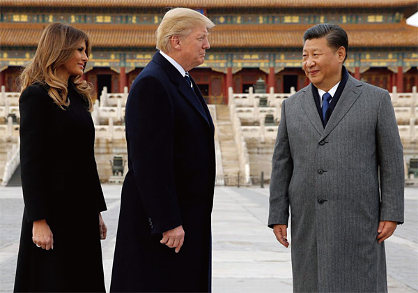 시진핑 총서기(오른쪽)와 도널드 트럼프 미국 대통령 부부. ⓒphoto 로이터