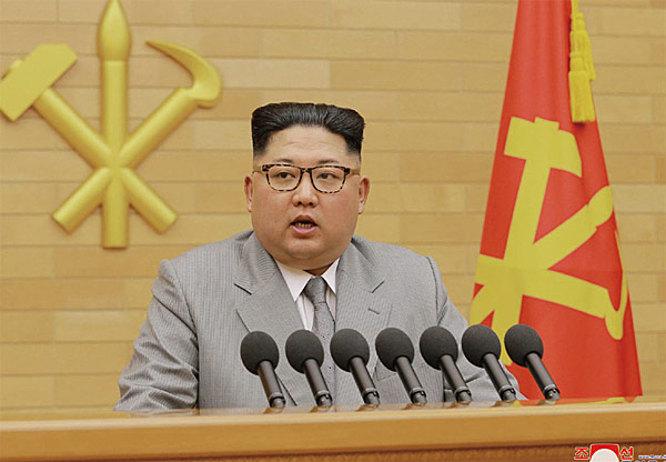 신년사를 발표하는 김정은 북한 노동당 위원장. ⓒphoto AP·연합