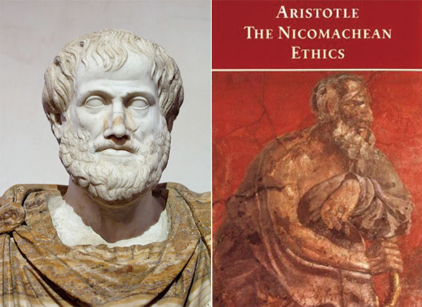 (좌) 아리스토텔레스. (우) 니코마코스 윤리학