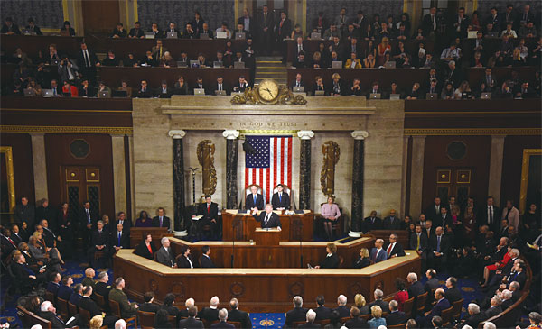 지난해 2월 28일 의회에서 취임 후 첫 상하원 합동연설을 하는 트럼프 대통령. ⓒphoto 뉴시스