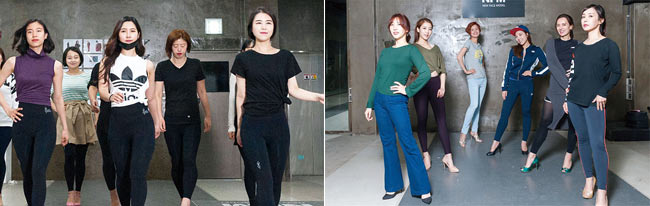 미혼엄마 모델과 엄마 연예인 모델들(오른쪽 사진)이 패션쇼 무대에 서기 위해 워킹 연습을 하고 있다. ⓒphoto 조현호 영상미디어 기자