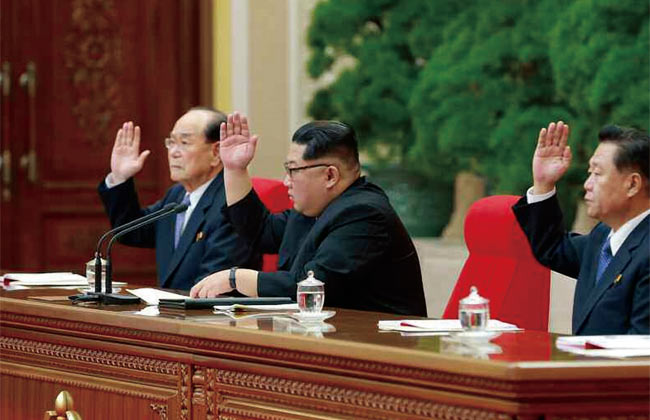 지난 4월 20일 김정은 북한 국무위원장이 노동당 중앙위원회 제7기 제3차 전원회의를 개최했다. ⓒphoto 연합