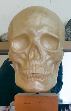 무산 스님이 자신의 두개골을 스캔해 만든 조각작품.