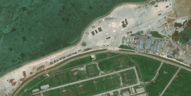 우디섬에 설치된 중국 미사일을 촬영한 위성사진. ⓒphoto CSIS/AMTI