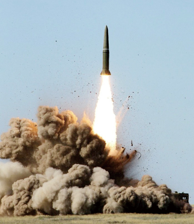러시아 SS-26 이스칸다르 탄도미사일 발사 장면.