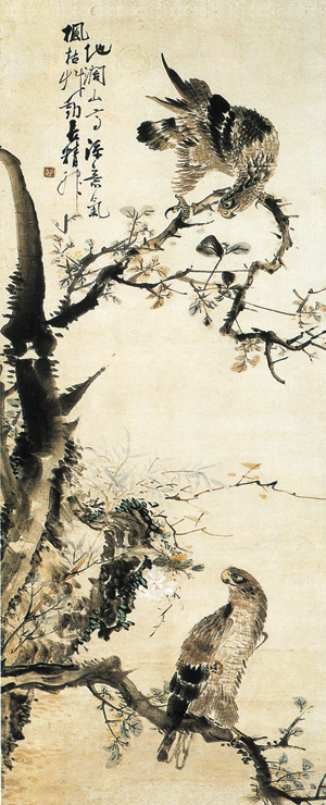 장승업 ‘호취도’, 종이에 색, 135.4×55.4㎝, 삼성리움미술관