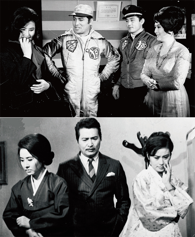 신영균이 출연한 영화. 1964년 ‘빨간 마후라’(위), 1969년 ‘미워도 다시 한 번 2’.
