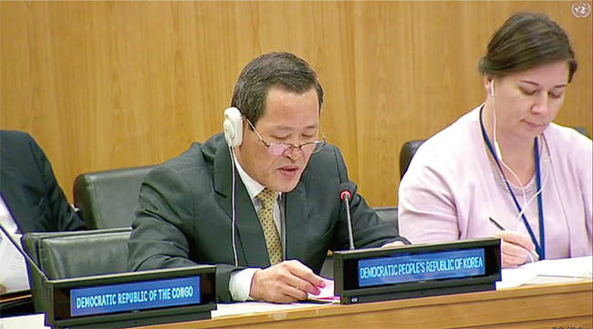 김성 유엔 주재 북한대사가 북한에는 인권 문제가 없다면서 제재 해제를 요구하고 있다. ⓒphoto 유엔 포토