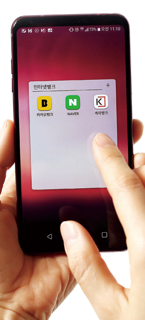 카카오뱅크와 케이뱅크 앱 화면. ⓒphoto 양수열 영상미디어 기자