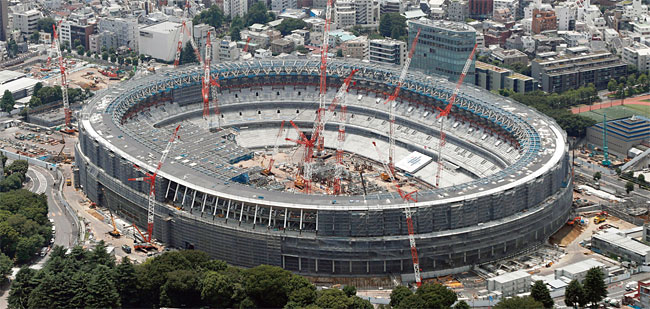 2020년 하계올림픽이 치러질 도쿄 메인스타디움 공사가 한창이다. ⓒphoto 뉴시스
