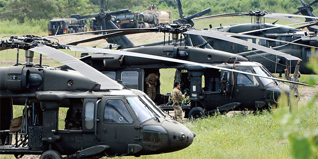 2017년 한·미 연합훈련인 을지프리덤가디언에 참가한 미군 블랙호크 헬기. ⓒphoto 뉴시스