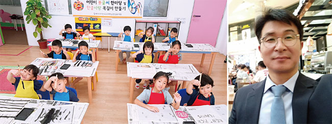 말레이시아 사이버자야의 한국국제학교 전경과 수업 모습. 오른쪽은 이 학교 장홍재 교장. ⓒphoto 오동룡