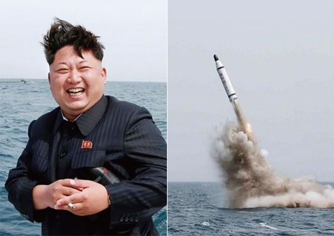김정은이 2016년 8월 북한의 SLBM인 북극성-1호 발사를 참관하고 있는 모습. ⓒphoto 노동신문