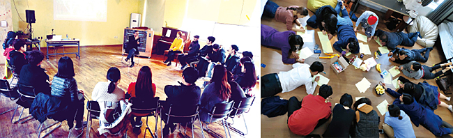 지난 2017년 처음으로 실험에 나선 ‘자유학교 1기’.(왼쪽) 단기 일정으로 청년 자유학교도 진행했다.(오른쪽) ⓒphoto 자유학교