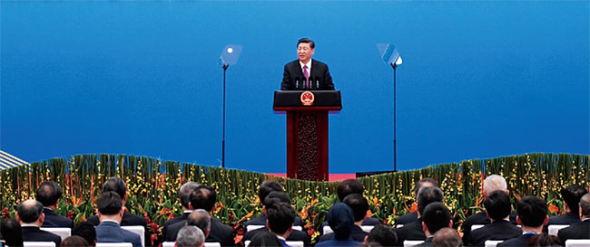 시진핑 중국 국가주석이 지난 4월 말 제2차 일대일로 국제협력 정상포럼에서 연설하고 있다. ⓒphoto BRF