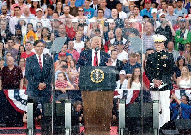 트럼프 미국 대통령이 지난 7월 4일 독립기념일을 맞아 연설하고 있다. ⓒphoto 백악관