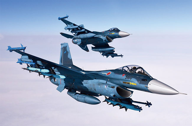 항공자위대의 F-2 전투기. F-2 전투기는 공중기동능력이 탁월하고 대지공격능력까지 갖춰, 독도 분쟁 시 우선적으로 투입될 전투기다. ⓒphoto 조선일보