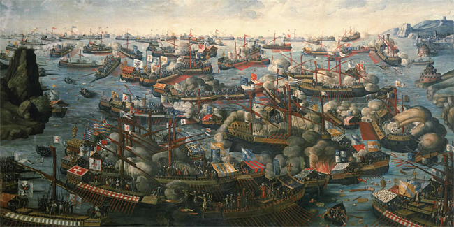 16세기 지중해 패권을 놓고 벌어졌던 오스만투르크제국과 베네치아 간의 전쟁을 묘사한 그림. ⓒphoto 위키피디아