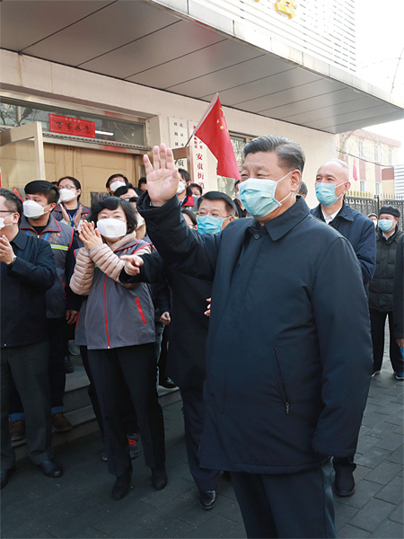 지난 2월 10일 베이징에서 마스크를 쓰고 방역 상황을 점검하는 시진핑 주석. ⓒphoto 뉴시스