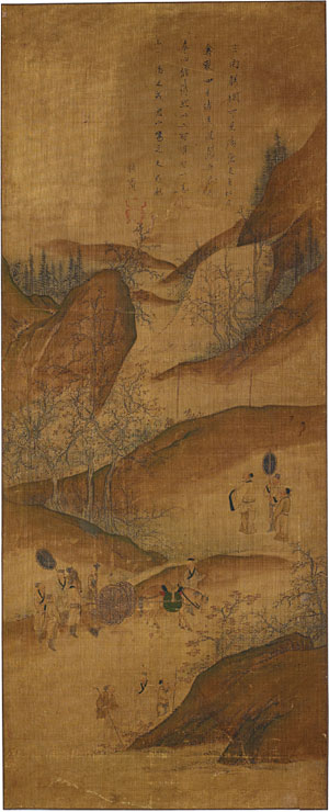 필자미상. ‘성탕해망(成湯解網)’. 비단에 색. 106.7×43㎝. 국립중앙박물관