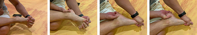(왼쪽부터 순서대로) 발가락 깍지끼기-잡아당기기-비틀기-찌그러트리기 ⓒphoto 이우제
