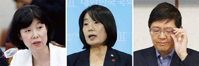 무소속 양정숙 의원, 더불어민주당 윤미향·김홍걸 의원(왼쪽부터). ⓒphoto 영상미디어·뉴시스