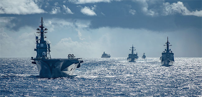 미국·일본·호주·한국 함정들이 지난 9월 12일 괌 인근에서 퍼시픽 뱅가드 훈련을 실시하고 있다. ⓒphoto US Navy