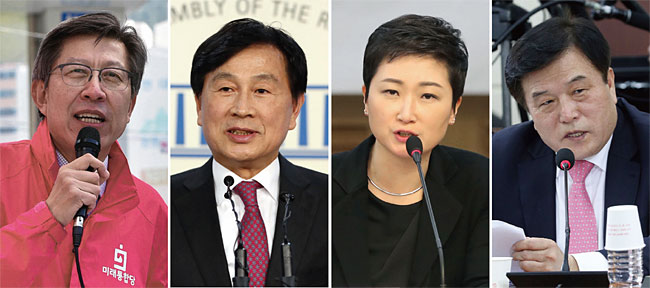 (왼쪽부터) 박형준 전 국회사무총장, 유재중 전 의원, 이언주 전 의원, 이진복 전 의원 ⓒphoto 뉴시스