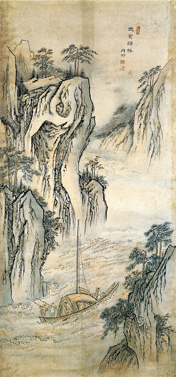 김홍도. ‘무이귀도(武夷歸棹)’. 종이에 연한 색. 111.9×52.6㎝. 간송미술관