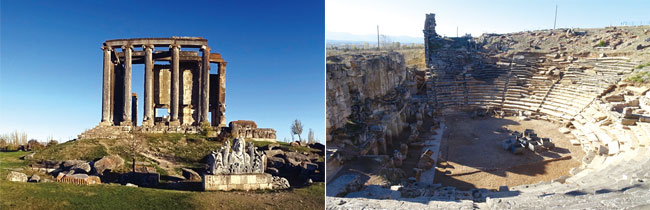 아이자노이 로마시대 유적물. 제우스신전(왼쪽)과 2만명 수용 가능한 극장. ⓒphoto 유민호