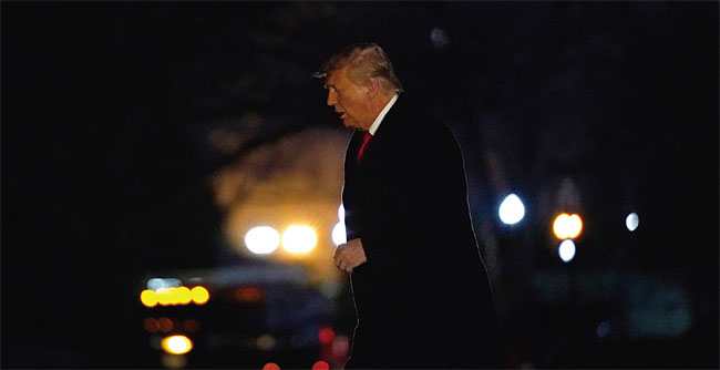 지난 1월 12일 텍사스주에서 일정을 마치고 백악관으로 돌아온 트럼프 대통령. ⓒphoto 뉴시스