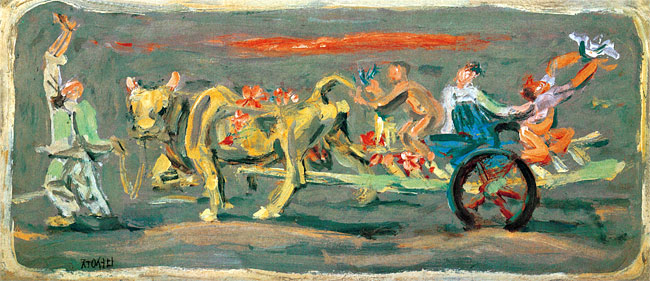 이중섭. ‘길 떠나는 가족’. 종이에 유채. 29×64.5㎝. 1954년
