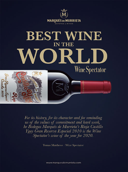 와인 스펙테이터가 2020년 세계 1위 와인으로 선정한 마르케스 데 무리에타 2010년 빈티지.