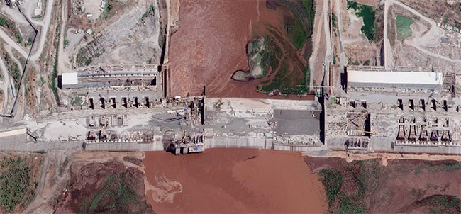 위성사진으로 찍은 ‘대에티오피아부흥댐’. ⓒphoto 뉴시스