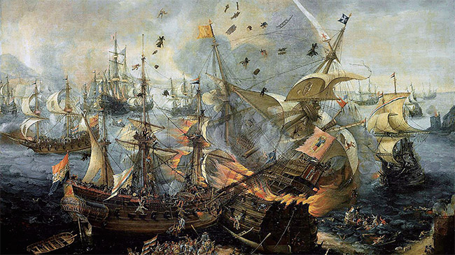 네덜란드 함대가 스페인 함대를 격멸한 1607년의 지브롤터 해전. ⓒphoto 위키피디아