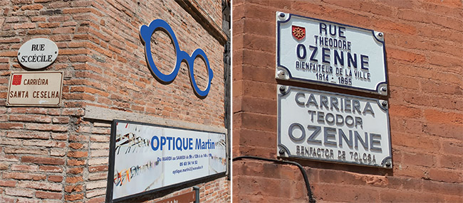 툴루즈와 근교 도시의 거리 표지판과 공공시설 설명문에는 프랑스어와 함께 오크어 안내가 있다.